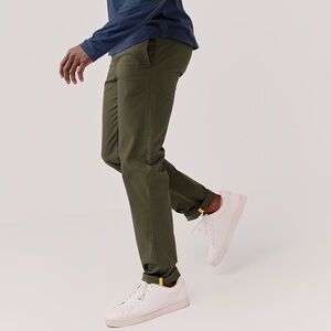 Pact men’s canvas pull-on roll-up pant organic cotton green size large